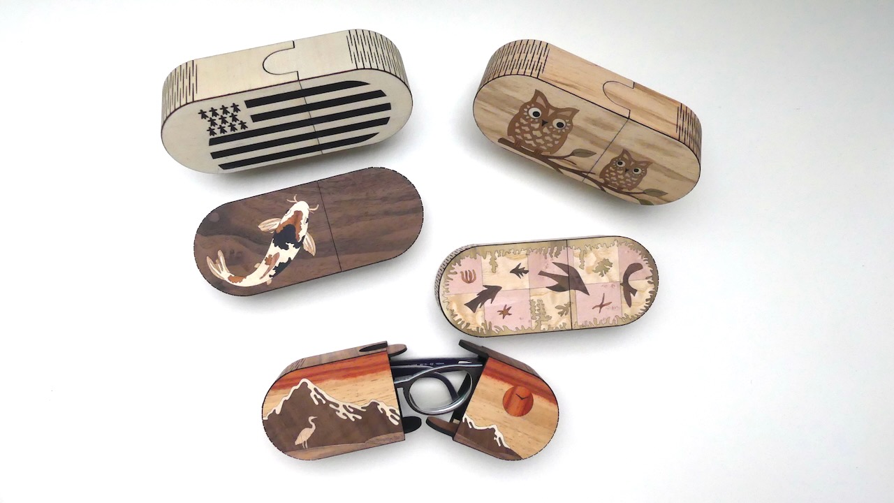 Collection étuis à lunettes en marqueterie